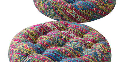 Codi Meditation Floor Pillow Boho Pillows Seating for Adults & Kids Large Cushion for Yoga Living Room Tatami Sitting Memory Foam Added 22x22 Inch Pack of 2 Round | Multi Blaidiere