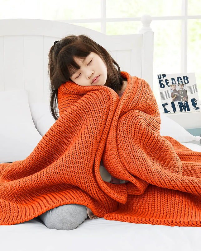 Guohaoi Knitted Weighted Blanket – Cooling Chunky Knit Throw for Sleep & Relaxation