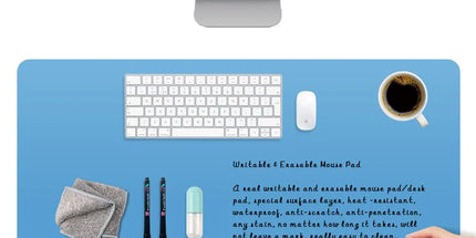 AWELUX Dry Erase Mouse Pad Real Writable & Erasable Desk Pad Waterproof Anti-Scratch Heat Resistant Large Mouse Pad Dry & Wet Erase Desk Mat for Office Home Classroom (Blue 31.5" x 15.7")