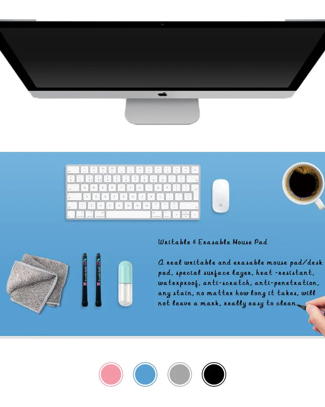 AWELUX Dry Erase Mouse Pad Real Writable & Erasable Desk Pad Waterproof Anti-Scratch Heat Resistant Large Mouse Pad Dry & Wet Erase Desk Mat for Office Home Classroom (Blue 31.5" x 15.7")