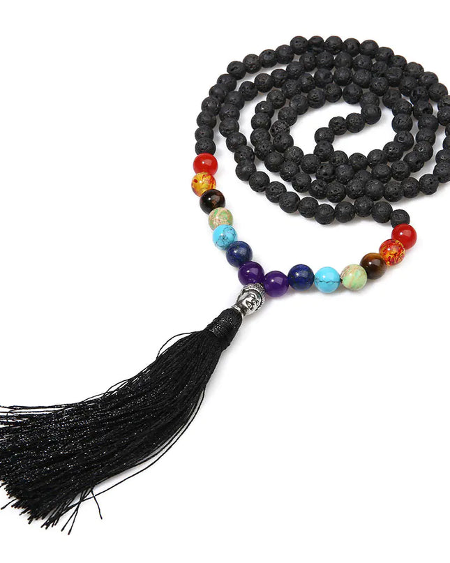 Energy Meditation Yoga Necklace with 7 Chakra Beads