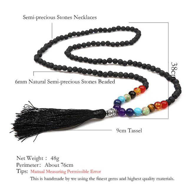 Energy Meditation Yoga Necklace with 7 Chakra Beads