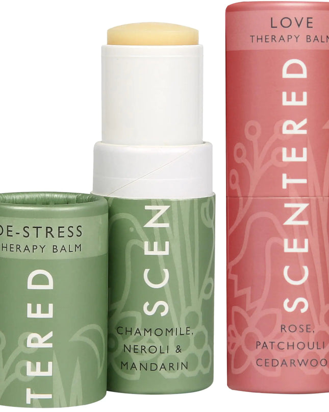 Scentered Aromatherapy Balm Stick Duo for Stress-Relief & Emotional Balance - Roll On Essential Oil Blends of Rose & Chamomile - Aromatherapy Gifts for Women - De-Stress & Love