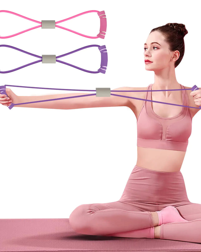 FYY Figure 8 Resistance Bands Yoga Resistance Band Stretch Fitness Band Pull Rope Chest Arm and Shoulder Stretch Bands Exercise Equipment for Home Workout Physical Therapy Strength Training