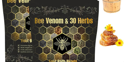 Bee Venom & 30 Herbs Firming Detox Foot Bath Beads Bee Venom Detox&Shaping Cleansing Foot Soak Beads Herbal Foot Bath Beads for Relaxing and Soothing Body Sore Tired (2 Pcs)