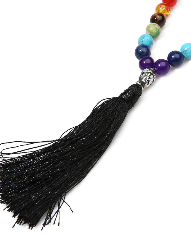 Energy Meditation Yoga Necklace with 7 Chakra Beads