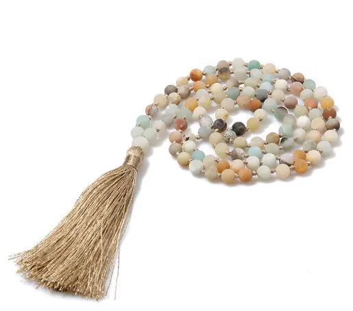 Handmade 108-Bead Mala Necklace – Mindfulness & Meditation Companion