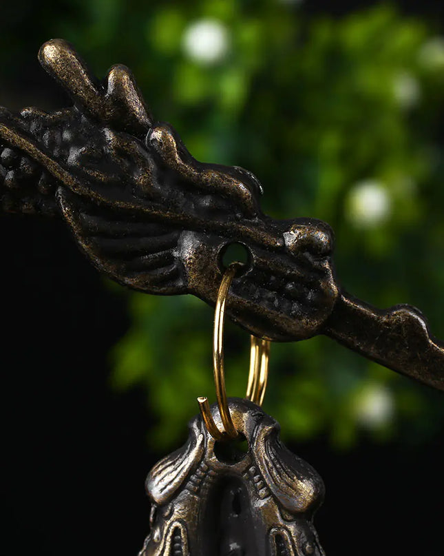 Bronze Monk Dragon Bell Wind Chime Decorative Piece