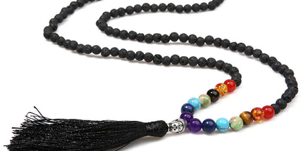 Energy Meditation Yoga Necklace with 7 Chakra Beads
