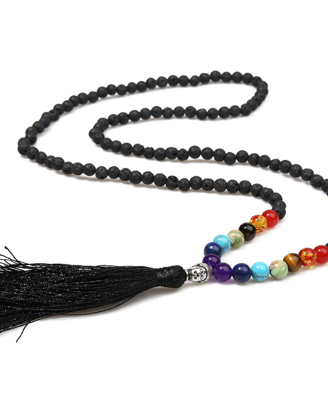 Energy Meditation Yoga Necklace with 7 Chakra Beads
