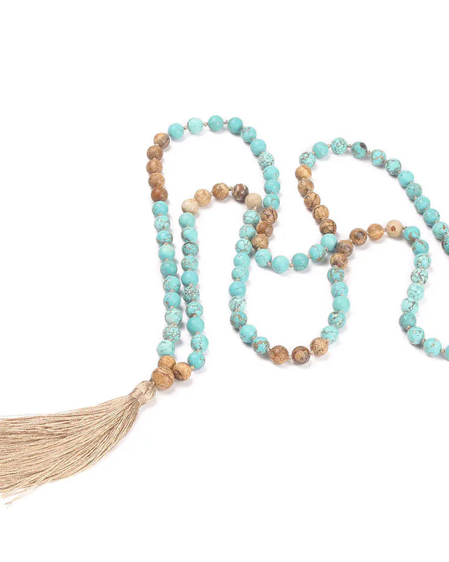 Handmade 108-Bead Mala Necklace – Mindfulness & Meditation Companion