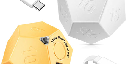 Konohan 2 Pcs Cube Timer Rechargeable Mini Pomodoro Timer 11 Preset Time Desk Productivity Timer with Sound Vibrate Light Alarm Flip for Time Management ADHD Workout Study Cooking White and Yellow