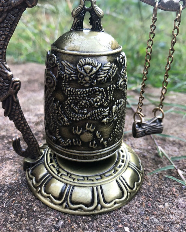 Bronze Monk Dragon Bell Wind Chime Decorative Piece