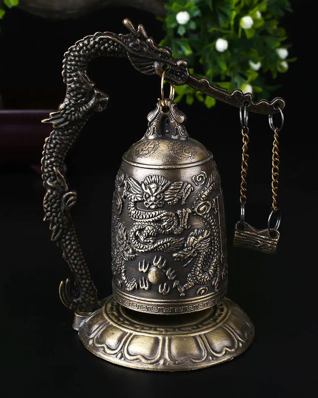 Bronze Monk Dragon Bell Wind Chime Decorative Piece