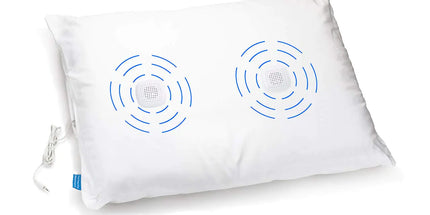 Sound Oasis Sleep Therapy Pillow 2 Hi-Fidelity Ultra-Thin Stereo Speakers Vol. Control Connect to Sound Source Fall Asleep Wake Up Refreshed Sleep Relax Manage Tinnitus Comfortable & Soft.