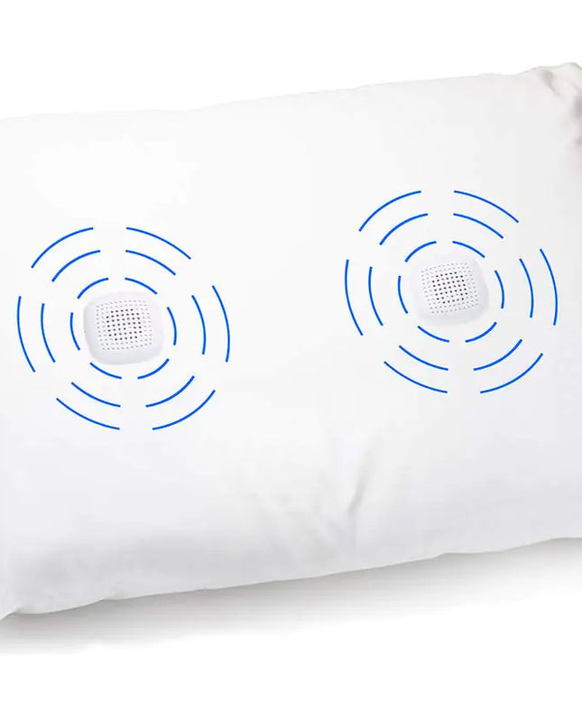 Sound Oasis Sleep Therapy Pillow 2 Hi-Fidelity Ultra-Thin Stereo Speakers Vol. Control Connect to Sound Source Fall Asleep Wake Up Refreshed Sleep Relax Manage Tinnitus Comfortable & Soft.