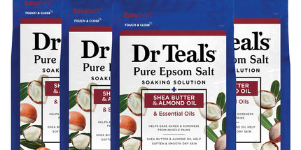 Dr Teals Epsom Magnesium Salt Soak Shea Butter & Almond 3 lbs (Pack of 4)